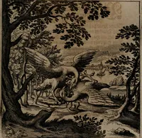 An illustration from Vier tractätlein Fr. Basilii Valentini benedicter ordens von dem grossen stäin der vralten weysen maister, vnd artzneyen menschlicher gesundheyt : deren er in seinen andern schrifften gedencket, aber vor diesem niemahlen an tag kommen seind, alss nemblich seine : 1. Handgriffe vber die bereitung des grossen steins : 2. Handgriffe wie er seine artzneyen gemacht hat : 3. Schlussreden vom sulphure, victriolo, vnnd magnete : 4. Supplementum oder zugabe (1625)