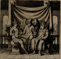 An illustration from Vier tractätlein Fr. Basilii Valentini benedicter ordens von dem grossen stäin der vralten weysen maister, vnd artzneyen menschlicher gesundheyt : deren er in seinen andern schrifften gedencket, aber vor diesem niemahlen an tag kommen seind, alss nemblich seine : 1. Handgriffe vber die bereitung des grossen steins : 2. Handgriffe wie er seine artzneyen gemacht hat : 3. Schlussreden vom sulphure, victriolo, vnnd magnete : 4. Supplementum oder zugabe (1625)