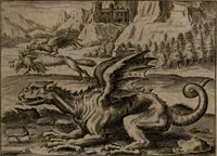 An illustration from Vier tractätlein Fr. Basilii Valentini benedicter ordens von dem grossen stäin der vralten weysen maister, vnd artzneyen menschlicher gesundheyt : deren er in seinen andern schrifften gedencket, aber vor diesem niemahlen an tag kommen seind, alss nemblich seine : 1. Handgriffe vber die bereitung des grossen steins : 2. Handgriffe wie er seine artzneyen gemacht hat : 3. Schlussreden vom sulphure, victriolo, vnnd magnete : 4. Supplementum oder zugabe (1625)