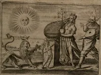 An illustration from Vier tractätlein Fr. Basilii Valentini benedicter ordens von dem grossen stäin der vralten weysen maister, vnd artzneyen menschlicher gesundheyt : deren er in seinen andern schrifften gedencket, aber vor diesem niemahlen an tag kommen seind, alss nemblich seine : 1. Handgriffe vber die bereitung des grossen steins : 2. Handgriffe wie er seine artzneyen gemacht hat : 3. Schlussreden vom sulphure, victriolo, vnnd magnete : 4. Supplementum oder zugabe (1625)
