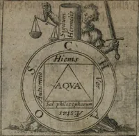 An illustration from Vier tractätlein Fr. Basilii Valentini benedicter ordens von dem grossen stäin der vralten weysen maister, vnd artzneyen menschlicher gesundheyt : deren er in seinen andern schrifften gedencket, aber vor diesem niemahlen an tag kommen seind, alss nemblich seine : 1. Handgriffe vber die bereitung des grossen steins : 2. Handgriffe wie er seine artzneyen gemacht hat : 3. Schlussreden vom sulphure, victriolo, vnnd magnete : 4. Supplementum oder zugabe (1625)