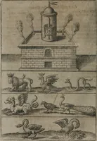 An illustration from Vier tractätlein Fr. Basilii Valentini benedicter ordens von dem grossen stäin der vralten weysen maister, vnd artzneyen menschlicher gesundheyt : deren er in seinen andern schrifften gedencket, aber vor diesem niemahlen an tag kommen seind, alss nemblich seine : 1. Handgriffe vber die bereitung des grossen steins : 2. Handgriffe wie er seine artzneyen gemacht hat : 3. Schlussreden vom sulphure, victriolo, vnnd magnete : 4. Supplementum oder zugabe (1625)