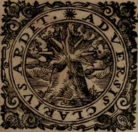 An illustration from Vier tractätlein Fr. Basilii Valentini benedicter ordens von dem grossen stäin der vralten weysen maister, vnd artzneyen menschlicher gesundheyt : deren er in seinen andern schrifften gedencket, aber vor diesem niemahlen an tag kommen seind, alss nemblich seine : 1. Handgriffe vber die bereitung des grossen steins : 2. Handgriffe wie er seine artzneyen gemacht hat : 3. Schlussreden vom sulphure, victriolo, vnnd magnete : 4. Supplementum oder zugabe (1625)