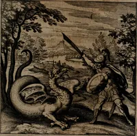 An illustration from Vier tractätlein Fr. Basilii Valentini benedicter ordens von dem grossen stäin der vralten weysen maister, vnd artzneyen menschlicher gesundheyt : deren er in seinen andern schrifften gedencket, aber vor diesem niemahlen an tag kommen seind, alss nemblich seine : 1. Handgriffe vber die bereitung des grossen steins : 2. Handgriffe wie er seine artzneyen gemacht hat : 3. Schlussreden vom sulphure, victriolo, vnnd magnete : 4. Supplementum oder zugabe (1625)