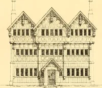 An illustration from Village architecture, being a series of picturesque designs for the inn, the schoolhouse, almshouses, markethouse, shambles, workhouse, parsonage, townhall, and church: forming a sequel to a work on rural architectue (1837)