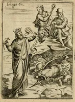 An illustration from Vincentii Chartarii Rhegiensis Imagines deorum, qui ab antiquis colebantur : unâ cum earum declaratione & historia in qua simulacra, ritus, caeremoniae magnaque ex parte veterum religio explicatur ... : hinc inde (1687)