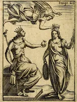 An illustration from Vincentii Chartarii Rhegiensis Imagines deorum : qui ab antiquis colebantur, unâ cum earum declaratione & historia in qua simulacra, ritus, cæremoniæ magnaque ex parte veterum religio explicatur, opus non solum antiquitatis amatoribus, sed & liberalium artium cultoribus, imò & concionatoribus valde utile & proficuum, hinc inde (1687)