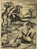 An illustration from Vincentii Chartarii Rhegiensis Imagines deorum : qui ab antiquis colebantur, unâ cum earum declaratione & historia in qua simulacra, ritus, cæremoniæ magnaque ex parte veterum religio explicatur, opus non solum antiquitatis amatoribus, sed & liberalium artium cultoribus, imò & concionatoribus valde utile & proficuum, hinc inde (1687)