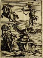 An illustration from Vincentii Chartarii Rhegiensis Imagines deorum : qui ab antiquis colebantur, unâ cum earum declaratione & historia in qua simulacra, ritus, cæremoniæ magnaque ex parte veterum religio explicatur, opus non solum antiquitatis amatoribus, sed & liberalium artium cultoribus, imò & concionatoribus valde utile & proficuum, hinc inde (1687)