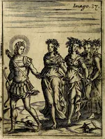 Picture 91 of 93 from Vincentii Chartarii Rhegiensis Imagines deorum : qui ab antiquis colebantur, unâ cum earum declaratione & historia in qua simulacra, ritus, cæremoniæ magnaque ex parte veterum religio explicatur, opus non solum antiquitatis amatoribus, sed & liberalium artium cultoribus, imò & concionatoribus valde utile & proficuum, hinc inde (1687), leaf 377