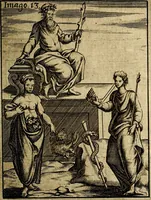 An illustration from Vincentii Chartarii Rhegiensis Imagines deorum : qui ab antiquis colebantur, unâ cum earum declaratione & historia in qua simulacra, ritus, cæremoniæ magnaque ex parte veterum religio explicatur, opus non solum antiquitatis amatoribus, sed & liberalium artium cultoribus, imò & concionatoribus valde utile & proficuum, hinc inde (1687)