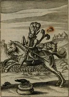 An illustration from Viridarium hieroglyphico-morale : in quo virtutes et vitia, atque mores huius aeui secundum tres ordines hierarchicos, ecclesiasticum, politicum, oeconomicum, per definitiones, distributiones, causas, adfectiones, adiuncta, effecta &c. piè, prudenter, dextrè ac variè explicantur, & non tantum dictis, & exemplis historiarum veterum ac recentium, ex sacris scripturis, sanctis patribus, seu Dd. ecclesiae, poetis, philosophis, historicis cum Christianorum tum gentilium, sed etiam artificiosissimis eiconibus hieroglyphicis illustrantur : opusculum novum ac rarum, cuius vsum atq[ue] vtilitatem praefixa praefatio docebit (1619)