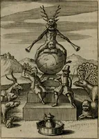 An illustration from Viridarium hieroglyphico-morale : in quo virtutes et vitia, atque mores huius aeui secundum tres ordines hierarchicos, ecclesiasticum, politicum, oeconomicum, per definitiones, distributiones, causas, adfectiones, adiuncta, effecta &c. piè, prudenter, dextrè ac variè explicantur, & non tantum dictis, & exemplis historiarum veterum ac recentium, ex sacris scripturis, sanctis patribus, seu Dd. ecclesiae, poetis, philosophis, historicis cum Christianorum tum gentilium, sed etiam artificiosissimis eiconibus hieroglyphicis illustrantur : opusculum novum ac rarum, cuius vsum atq[ue] vtilitatem praefixa praefatio docebit (1619)