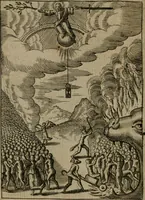 An illustration from Viridarium hieroglyphico-morale : in quo virtutes et vitia, atque mores huius aeui secundum tres ordines hierarchicos, ecclesiasticum, politicum, oeconomicum, per definitiones, distributiones, causas, adfectiones, adiuncta, effecta &c. piè, prudenter, dextrè ac variè explicantur, & non tantum dictis, & exemplis historiarum veterum ac recentium, ex sacris scripturis, sanctis patribus, seu Dd. ecclesiae, poetis, philosophis, historicis cum Christianorum tum gentilium, sed etiam artificiosissimis eiconibus hieroglyphicis illustrantur : opusculum novum ac rarum, cuius vsum atq[ue] vtilitatem praefixa praefatio docebit (1619)
