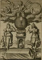 An illustration from Viridarium hieroglyphico-morale : in quo virtutes et vitia, atque mores huius aeui secundum tres ordines hierarchicos, ecclesiasticum, politicum, oeconomicum, per definitiones, distributiones, causas, adfectiones, adiuncta, effecta &c. piè, prudenter, dextrè ac variè explicantur, & non tantum dictis, & exemplis historiarum veterum ac recentium, ex sacris scripturis, sanctis patribus, seu Dd. ecclesiae, poetis, philosophis, historicis cum Christianorum tum gentilium, sed etiam artificiosissimis eiconibus hieroglyphicis illustrantur : opusculum novum ac rarum, cuius vsum atq[ue] vtilitatem praefixa praefatio docebit (1619)