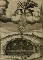 An illustration from Viridarium hieroglyphico-morale : in quo virtutes et vitia, atque mores huius aeui secundum tres ordines hierarchicos, ecclesiasticum, politicum, oeconomicum, per definitiones, distributiones, causas, adfectiones, adiuncta, effecta &c. piè, prudenter, dextrè ac variè explicantur, & non tantum dictis, & exemplis historiarum veterum ac recentium, ex sacris scripturis, sanctis patribus, seu Dd. ecclesiae, poetis, philosophis, historicis cum Christianorum tum gentilium, sed etiam artificiosissimis eiconibus hieroglyphicis illustrantur : opusculum novum ac rarum, cuius vsum atq[ue] vtilitatem praefixa praefatio docebit (1619)