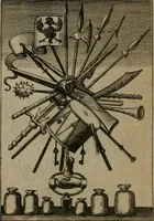 An illustration from Viridarium hieroglyphico-morale : in quo virtutes et vitia, atque mores huius aeui secundum tres ordines hierarchicos, ecclesiasticum, politicum, oeconomicum, per definitiones, distributiones, causas, adfectiones, adiuncta, effecta &c. piè, prudenter, dextrè ac variè explicantur, & non tantum dictis, & exemplis historiarum veterum ac recentium, ex sacris scripturis, sanctis patribus, seu Dd. ecclesiae, poetis, philosophis, historicis cum Christianorum tum gentilium, sed etiam artificiosissimis eiconibus hieroglyphicis illustrantur : opusculum novum ac rarum, cuius vsum atq[ue] vtilitatem praefixa praefatio docebit (1619)