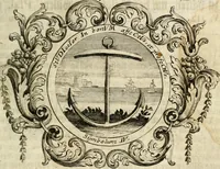 An illustration from VIrtVosIVs pantheon, Deo & sanCtIs ereCtVM, id est, Sermones panegyrici de praecipuis sacrorum ordinum fundatoribus, patriarchis, aliisque terrarum patronis, ad normam & formam Psalmo-graphi, Psal. 148.v.I : LaVDate IpsVM In eXCeLsIs : insertis nonnullis festis de B.M.V. de circumcisione Domini &c. & duodecim signis praedestinationis, quorum singula singulis mensibus praefiguntur cum symbolis chrono-graphicis, & figuris = Das ist, Lob-Predigen von denen fürnehmsten heil. Ordens-Stifftern, Patriarchen, und andern heiligen Lands-Patronen : dann auch auff etwelchen Mariae-Festtägen, und von denen 12. Zeichen der göttlichen Gnaden-Wahl, deren jedes jedem Monat vorgesetzt wird : pars [I-III] (1723)