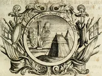 An illustration from VIrtVosIVs pantheon, Deo & sanCtIs ereCtVM, id est, Sermones panegyrici de praecipuis sacrorum ordinum fundatoribus, patriarchis, aliisque terrarum patronis, ad normam & formam Psalmo-graphi, Psal. 148.v.I : LaVDate IpsVM In eXCeLsIs : insertis nonnullis festis de B.M.V. de circumcisione Domini &c. & duodecim signis praedestinationis, quorum singula singulis mensibus praefiguntur cum symbolis chrono-graphicis, & figuris = Das ist, Lob-Predigen von denen fürnehmsten heil. Ordens-Stifftern, Patriarchen, und andern heiligen Lands-Patronen : dann auch auff etwelchen Mariae-Festtägen, und von denen 12. Zeichen der göttlichen Gnaden-Wahl, deren jedes jedem Monat vorgesetzt wird : pars [I-III] (1723)