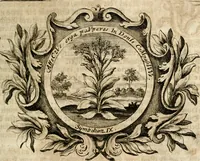 An illustration from VIrtVosIVs pantheon, Deo & sanCtIs ereCtVM, id est, Sermones panegyrici de praecipuis sacrorum ordinum fundatoribus, patriarchis, aliisque terrarum patronis, ad normam & formam Psalmo-graphi, Psal. 148.v.I : LaVDate IpsVM In eXCeLsIs : insertis nonnullis festis de B.M.V. de circumcisione Domini &c. & duodecim signis praedestinationis, quorum singula singulis mensibus praefiguntur cum symbolis chrono-graphicis, & figuris = Das ist, Lob-Predigen von denen fürnehmsten heil. Ordens-Stifftern, Patriarchen, und andern heiligen Lands-Patronen : dann auch auff etwelchen Mariae-Festtägen, und von denen 12. Zeichen der göttlichen Gnaden-Wahl, deren jedes jedem Monat vorgesetzt wird : pars [I-III] (1723)