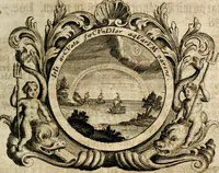 An illustration from VIrtVosIVs pantheon, Deo & sanCtIs ereCtVM, id est, Sermones panegyrici de praecipuis sacrorum ordinum fundatoribus, patriarchis, aliisque terrarum patronis, ad normam & formam Psalmo-graphi, Psal. 148.v.I : LaVDate IpsVM In eXCeLsIs : insertis nonnullis festis de B.M.V. de circumcisione Domini &c. & duodecim signis praedestinationis, quorum singula singulis mensibus praefiguntur cum symbolis chrono-graphicis, & figuris = Das ist, Lob-Predigen von denen fürnehmsten heil. Ordens-Stifftern, Patriarchen, und andern heiligen Lands-Patronen : dann auch auff etwelchen Mariae-Festtägen, und von denen 12. Zeichen der göttlichen Gnaden-Wahl, deren jedes jedem Monat vorgesetzt wird : pars [I-III] (1723)