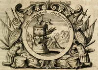 An illustration from VIrtVosIVs pantheon, Deo & sanCtIs ereCtVM, id est, Sermones panegyrici de praecipuis sacrorum ordinum fundatoribus, patriarchis, aliisque terrarum patronis, ad normam & formam Psalmo-graphi, Psal. 148.v.I : LaVDate IpsVM In eXCeLsIs : insertis nonnullis festis de B.M.V. de circumcisione Domini &c. & duodecim signis praedestinationis, quorum singula singulis mensibus praefiguntur cum symbolis chrono-graphicis, & figuris = Das ist, Lob-Predigen von denen fürnehmsten heil. Ordens-Stifftern, Patriarchen, und andern heiligen Lands-Patronen : dann auch auff etwelchen Mariae-Festtägen, und von denen 12. Zeichen der göttlichen Gnaden-Wahl, deren jedes jedem Monat vorgesetzt wird : pars [I-III] (1723)