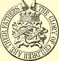 An illustration from The Visitation of the county of Rutland, begun by Fran. Burghill, Somerset, and Gregory King, Rougedragon, on Trinity vacation, 1681. Carried on and finished by Tho. May, Chester herald, and the said Rougedragon pursuivt in Hillary and Trinity vacation 1682. By virtue of several deputacons from Sr Henry St George kt., Clarenceux king of arms. Partly edited by the late W. Harry Rylands and completed by W. Bruce Bannerman (1922)