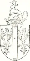 An illustration from The visitation of the county of Warwick, begun by Thomas May, Chester, and Gregory King, Rouge dragon, in Hilary vacacon, 1682. Reviewed by them in the Trinity vacacon following, and finished by Henry Dethick Richmond, and said rouge dragon pursuiv in Trinity vacation, 1683, by virtue of several deputations from Sir Henry St. George, Clarenceux king of arms (1911)