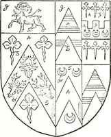 An illustration from The visitation of the county of Warwick, begun by Thomas May, Chester, and Gregory King, Rouge dragon, in Hilary vacacon, 1682. Reviewed by them in the Trinity vacacon following, and finished by Henry Dethick Richmond, and said rouge dragon pursuiv in Trinity vacation, 1683, by virtue of several deputations from Sir Henry St. George, Clarenceux king of arms (1911)