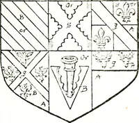 An illustration from The visitation of the county of Warwick, begun by Thomas May, Chester, and Gregory King, Rouge dragon, in Hilary vacacon, 1682. Reviewed by them in the Trinity vacacon following, and finished by Henry Dethick Richmond, and said rouge dragon pursuiv in Trinity vacation, 1683, by virtue of several deputations from Sir Henry St. George, Clarenceux king of arms (1911)