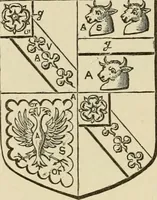 An illustration from The visitation of London, anno Domini 1633, 1634, and 1635. Made by Sr. Henry St. George, kt., Richmond herald, and deputy and marshal to Sr. Richard St. George, kt., Clarencieux king of armes (1886)