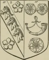 An illustration from The visitation of London : anno Domini 1633, 1634, and 1635. Made by Sr. Henry St. George, kt., Richmond herald, and deputy and marshal to Sr. Richard St. George, kt., Clarencieux king of armes (1880)