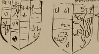 An illustration from The visitations of the county of Oxford : taken in the years 1566 by William Harvey, Clarencieux; 1574 by Richard Lee, Portcullis ; and in 1634 by John Philpott, Somerset, and William Ryley, Bluemantle. Together with The gatherings of Oxfordshire, collected by Richard Lee in 1574 (1871)