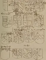 An illustration from The visitations of the county of Oxford : taken in the years 1566 by William Harvey, Clarencieux; 1574 by Richard Lee, Portcullis ; and in 1634 by John Philpott, Somerset, and William Ryley, Bluemantle. Together with The gatherings of Oxfordshire, collected by Richard Lee in 1574 (1871)