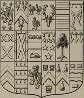 An illustration from The visitations of the county of Oxford : taken in the years 1566 by William Harvey, Clarencieux; 1574 by Richard Lee, Portcullis ; and in 1634 by John Philpott, Somerset, and William Ryley, Bluemantle. Together with The gatherings of Oxfordshire, collected by Richard Lee in 1574 (1871)