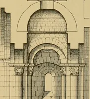 An illustration from A visit to the domed churches of Charente, France, by the Architectural Association of London, in the year 1875 : published as a memorial to Edmund Sharpe : with an historical and descriptive text, illustrated by sixty photo-lithographed plates (1880)