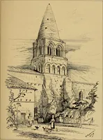 An illustration from A visit to the domed churches of Charente, France, by the Architectural Association of London, in the year 1875 : published as a memorial to Edmund Sharpe : with an historical and descriptive text, illustrated by sixty photo-lithographed plates (1880)