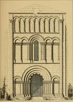 An illustration from A visit to the domed churches of Charente, France, by the Architectural Association of London, in the year 1875 : published as a memorial to Edmund Sharpe : with an historical and descriptive text, illustrated by sixty photo-lithographed plates (1880)