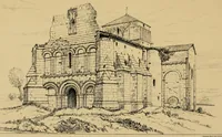 An illustration from A visit to the domed churches of Charente, France, by the Architectural Association of London, in the year 1875 : published as a memorial to Edmund Sharpe : with an historical and descriptive text, illustrated by sixty photo-lithographed plates (1880)