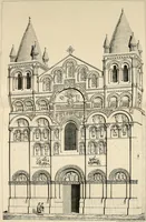 An illustration from A visit to the domed churches of Charente, France, by the Architectural Association of London, in the year 1875 : published as a memorial to Edmund Sharpe : with an historical and descriptive text, illustrated by sixty photo-lithographed plates (1880)