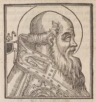 Picture 22 of 72 from Vitae romanorvm pontificvm a D. Petro vsqve ad Clementem VIII : ex Platinae historia in epitomen redactae, ac iuxta Onuphrij Paniunij eremitae augustiniani censionem ordinatae : his praeter alia accesserunt eorundem pontificum imagines ad viuum expressae, labore & industria Ioannis a Glano leodicensis incisae (1597), leaf 184