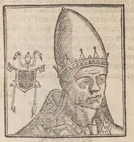 Picture 25 of 72 from Vitae romanorvm pontificvm a D. Petro vsqve ad Clementem VIII : ex Platinae historia in epitomen redactae, ac iuxta Onuphrij Paniunij eremitae augustiniani censionem ordinatae : his praeter alia accesserunt eorundem pontificum imagines ad viuum expressae, labore & industria Ioannis a Glano leodicensis incisae (1597), leaf 204