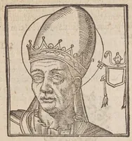 Picture 30 of 72 from Vitae romanorvm pontificvm a D. Petro vsqve ad Clementem VIII : ex Platinae historia in epitomen redactae, ac iuxta Onuphrij Paniunij eremitae augustiniani censionem ordinatae : his praeter alia accesserunt eorundem pontificum imagines ad viuum expressae, labore & industria Ioannis a Glano leodicensis incisae (1597), leaf 239