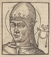 Picture 44 of 72 from Vitae romanorvm pontificvm a D. Petro vsqve ad Clementem VIII : ex Platinae historia in epitomen redactae, ac iuxta Onuphrij Paniunij eremitae augustiniani censionem ordinatae : his praeter alia accesserunt eorundem pontificum imagines ad viuum expressae, labore & industria Ioannis a Glano leodicensis incisae (1597), leaf 321