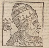 Picture 64 of 72 from Vitae romanorvm pontificvm a D. Petro vsqve ad Clementem VIII : ex Platinae historia in epitomen redactae, ac iuxta Onuphrij Paniunij eremitae augustiniani censionem ordinatae : his praeter alia accesserunt eorundem pontificum imagines ad viuum expressae, labore & industria Ioannis a Glano leodicensis incisae (1597), leaf 458