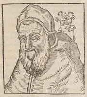 Picture 71 of 72 from Vitae romanorvm pontificvm a D. Petro vsqve ad Clementem VIII : ex Platinae historia in epitomen redactae, ac iuxta Onuphrij Paniunij eremitae augustiniani censionem ordinatae : his praeter alia accesserunt eorundem pontificum imagines ad viuum expressae, labore & industria Ioannis a Glano leodicensis incisae (1597), leaf 539
