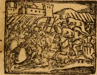 An illustration from Vita, et gesti d'Ezzelino Terzo da Roman : da l'origine al fine di sua famiglia, sotto la cui tirannide mancarono di morte violenta più di dodeci milla padouani (1677)