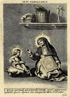 Picture 8 of 16 from Vita et historia S. Rosae a S. Maria quae nata Limae in regno Peruano 1586, obiit 1617 aetatis suae 31. : Adm. R.P. Mago. Fr. Michaeli de Toledo Proc. Gen. D. Praedic. Prov. S. Io. Bapt. in Peruvio (1672), leaf 19