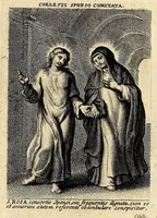 An illustration from Vita et historia S. Rosae a S. Maria quae nata Limae in regno Peruano 1586, obiit 1617 aetatis suae 31. : Adm. R.P. Mago. Fr. Michaeli de Toledo Proc. Gen. D. Praedic. Prov. S. Io. Bapt. in Peruvio (1672)