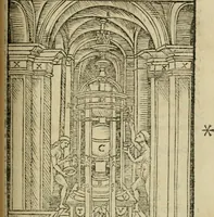 An illustration from M. Vitrvvii De architectura libri decem : summa diligentia recogniti atq; excusi : cum nonnullis figuris sub hoc signo * positis, nunq antea impraessis : additis Iulij Frontini De aqueductibus libris, proter materiae affinitatem (1523)